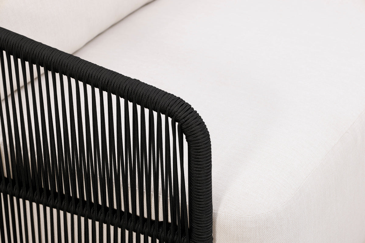 Alpine Teak Wood Outdoor Loveseat with Black Rope Design