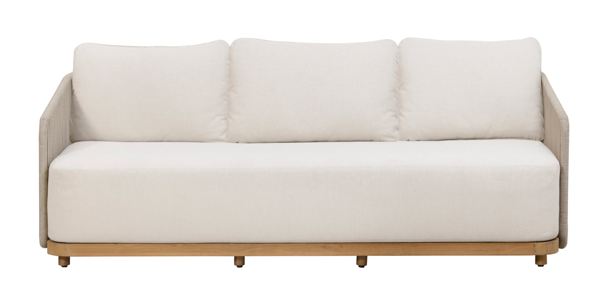 Alpine Teak Wood Outdoor Sofa with Biege Rope Design