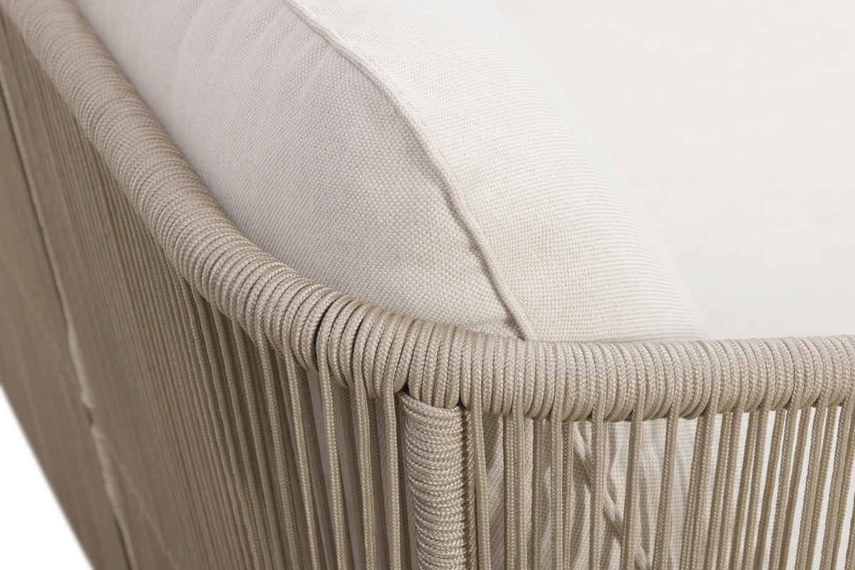 Alpine Teak Wood Outdoor Sofa with Biege Rope Design