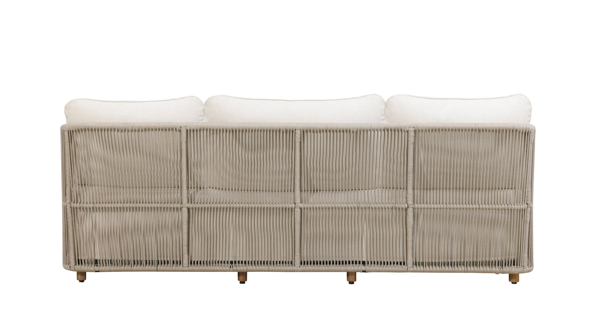 Alpine Teak Wood Outdoor Sofa with Biege Rope Design