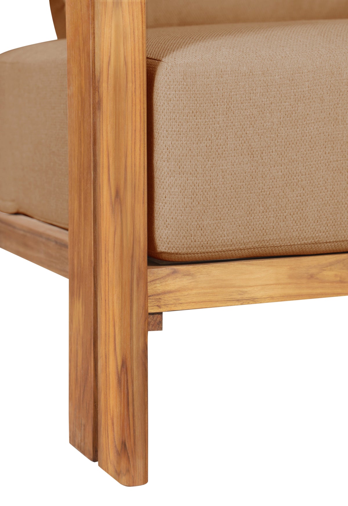Paradiso Outdoor Solid Teak Wood Chair - light brown fabric