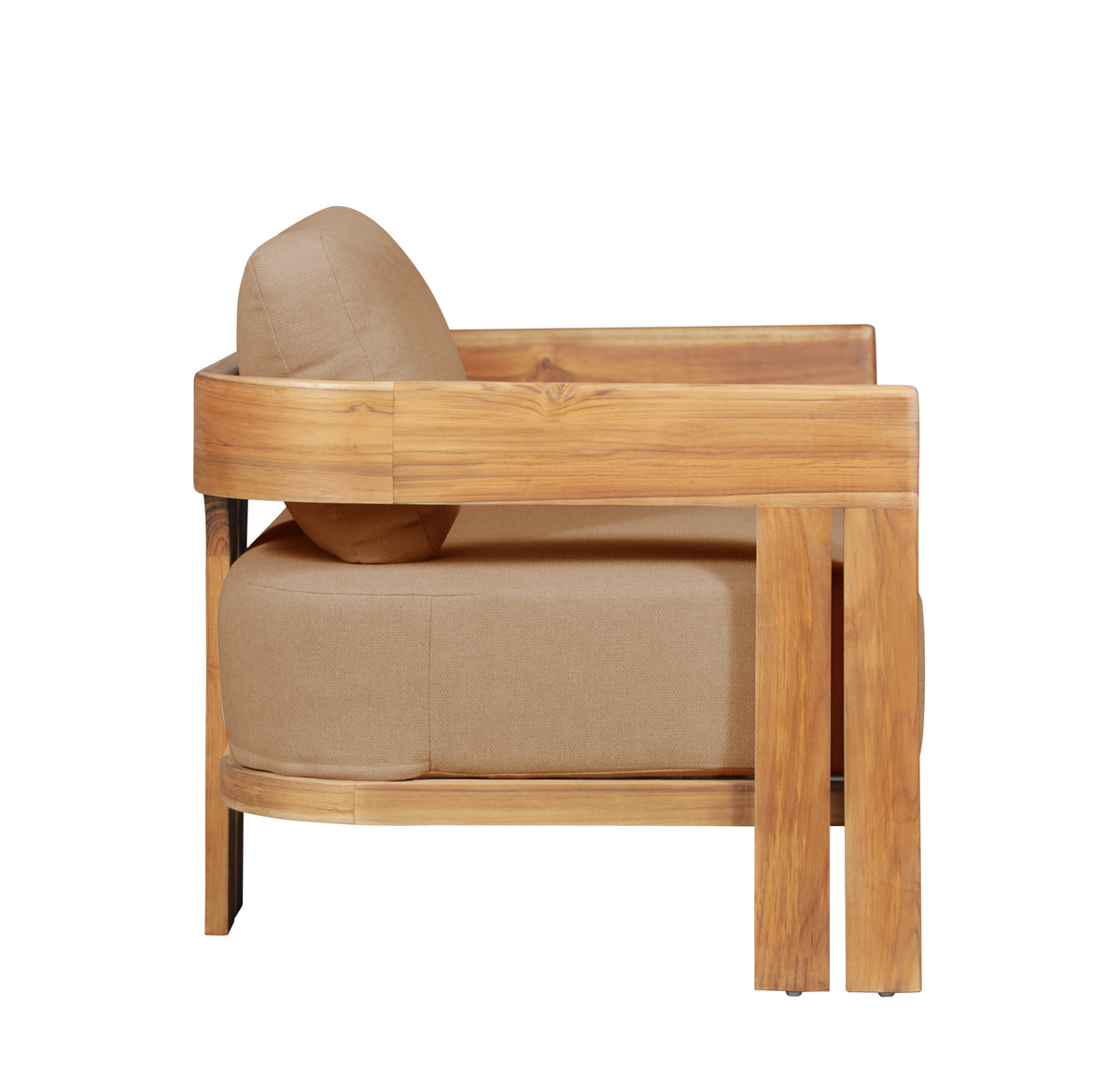 Paradiso Outdoor Solid Teak Wood Chair - light brown fabric