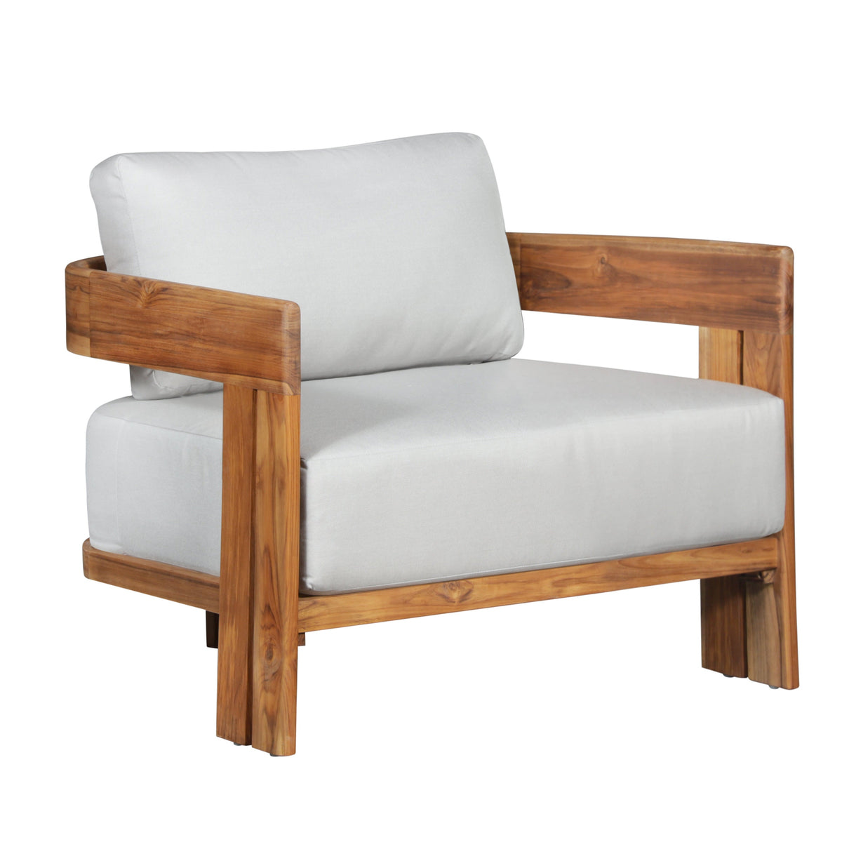 Paradiso Outdoor Solid Teak Wood Chair - Light Grey fabric