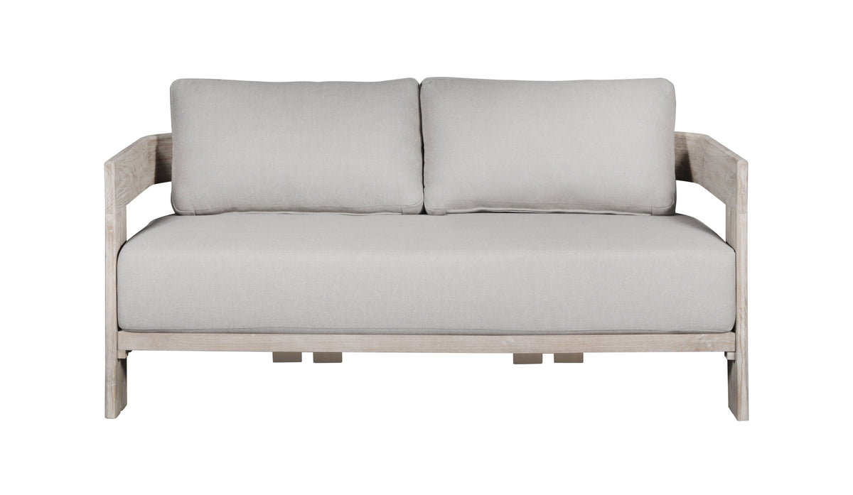 Paradiso Outdoor Solid Teak Wood Love seat - Gray Fabric