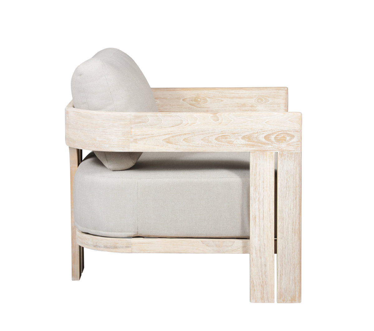 Paradiso Outdoor Solid Teak Wood Chair Natural look - Grey fabric