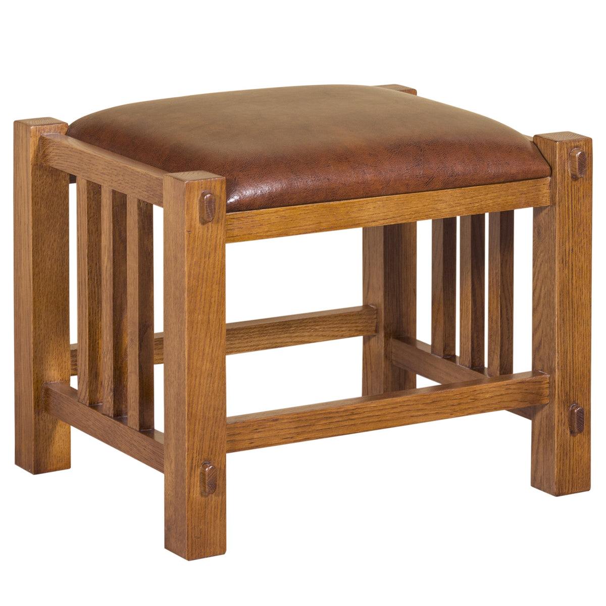 Mission Spindle Stool - Quarter Sawn Oak & Leather (2 Colors Available)