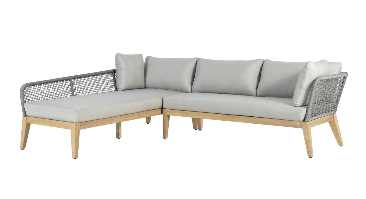 Cypress Teak Wood 2-piece Left Arm Chaise Outdoor Sectional - Gray