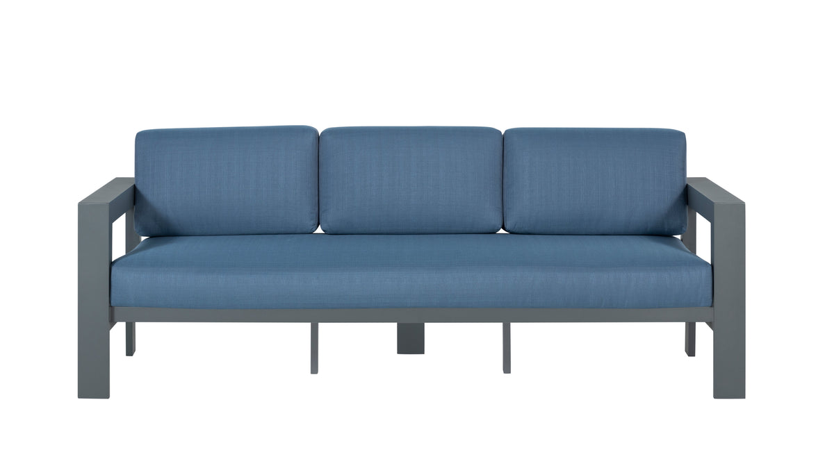 Sardinia Aluminum Frame Outdoor Sofa Set - Blue Cushions