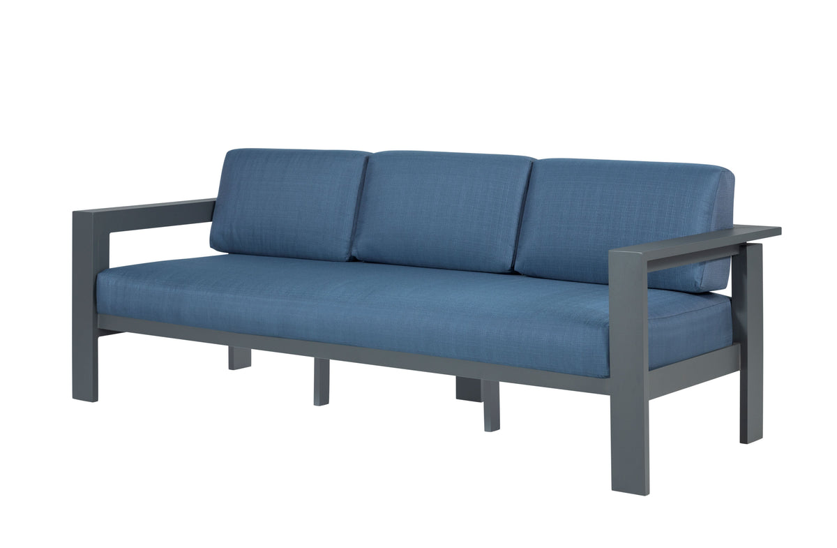 Sardinia Aluminum Frame Outdoor Sofa Set - Blue Cushions