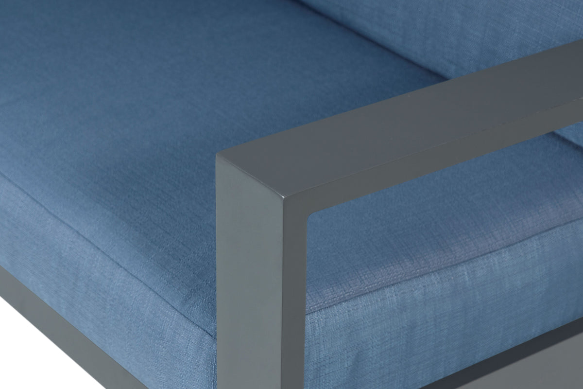 Sardinia Aluminum Frame Outdoor Sofa Set - Blue Cushions