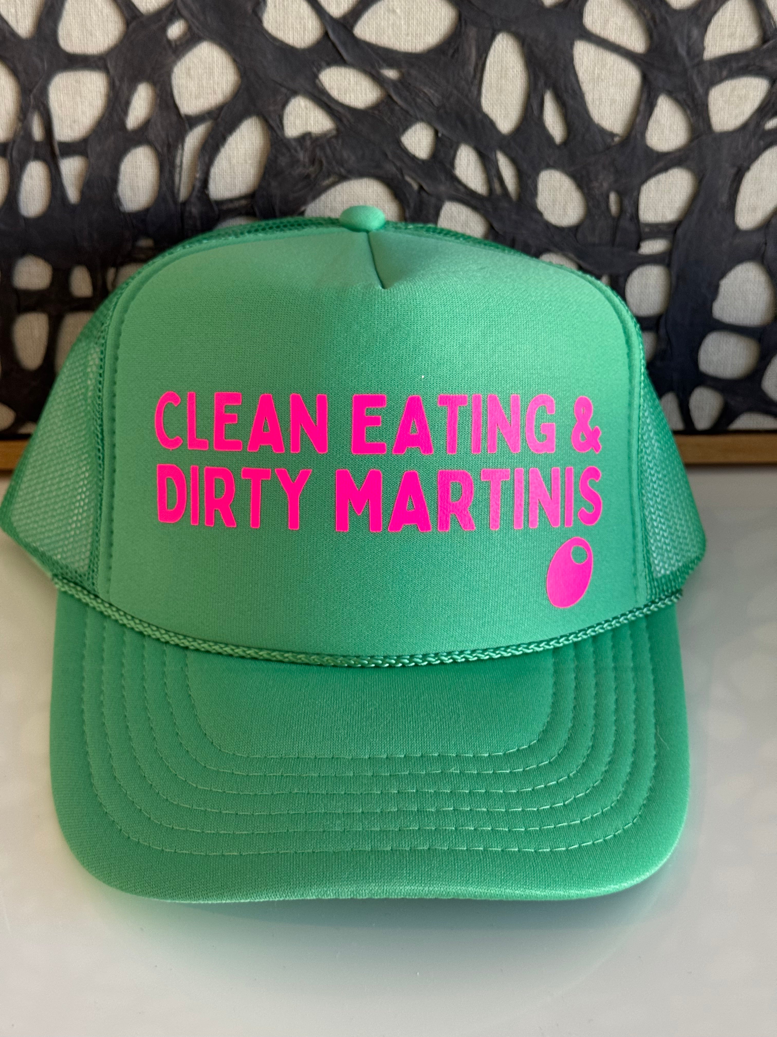 Clean Eating & Dirty Martinis cactus trucker hat