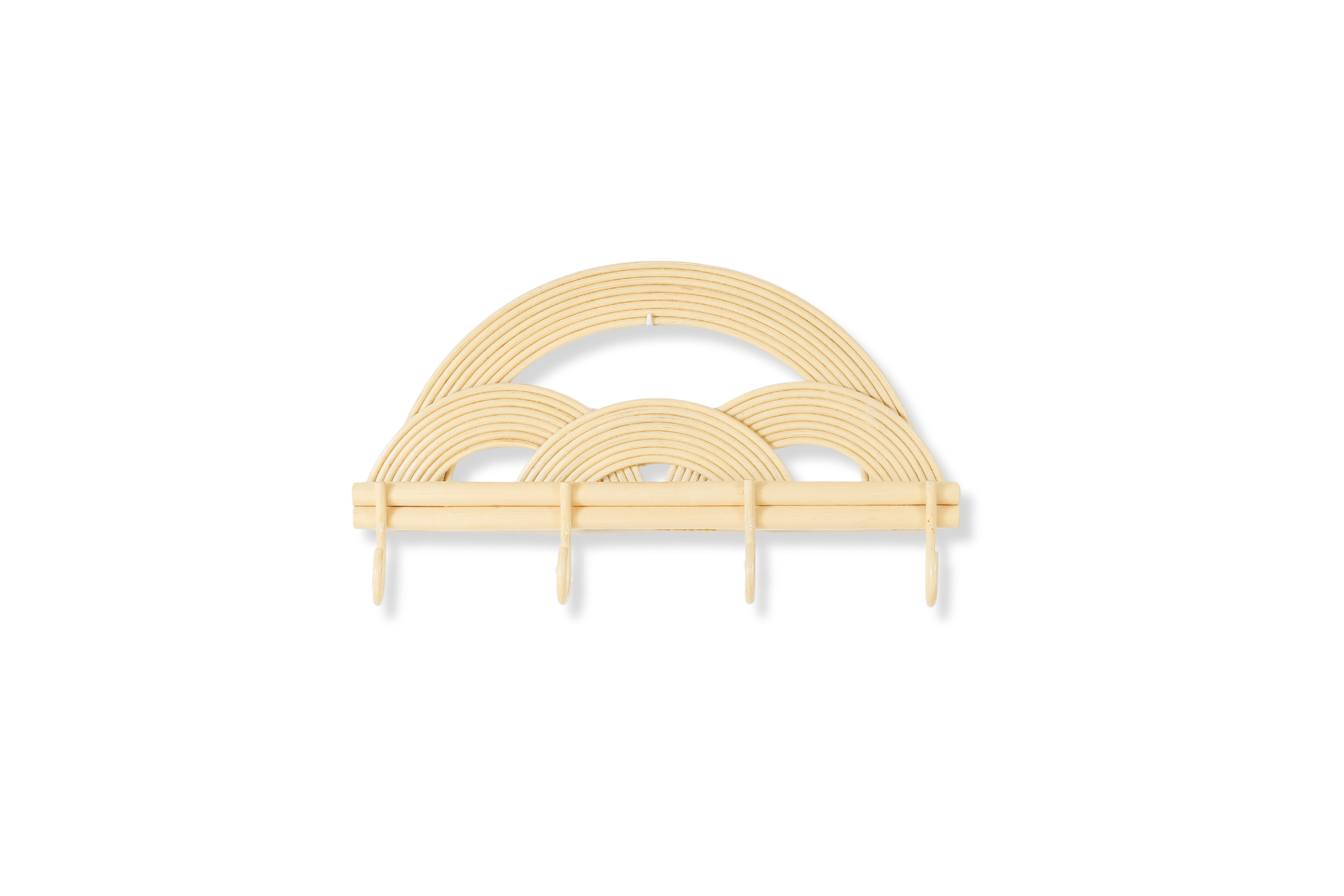Montessori Rainbow Wall Hanger | Rattan Wall Rack | Boho Nursery Wall Hooks for Kids