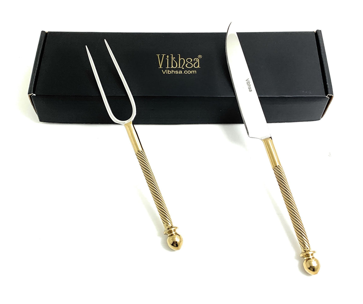 Luxury Carving Set – Handmade Stainless Steel with Gold Accents