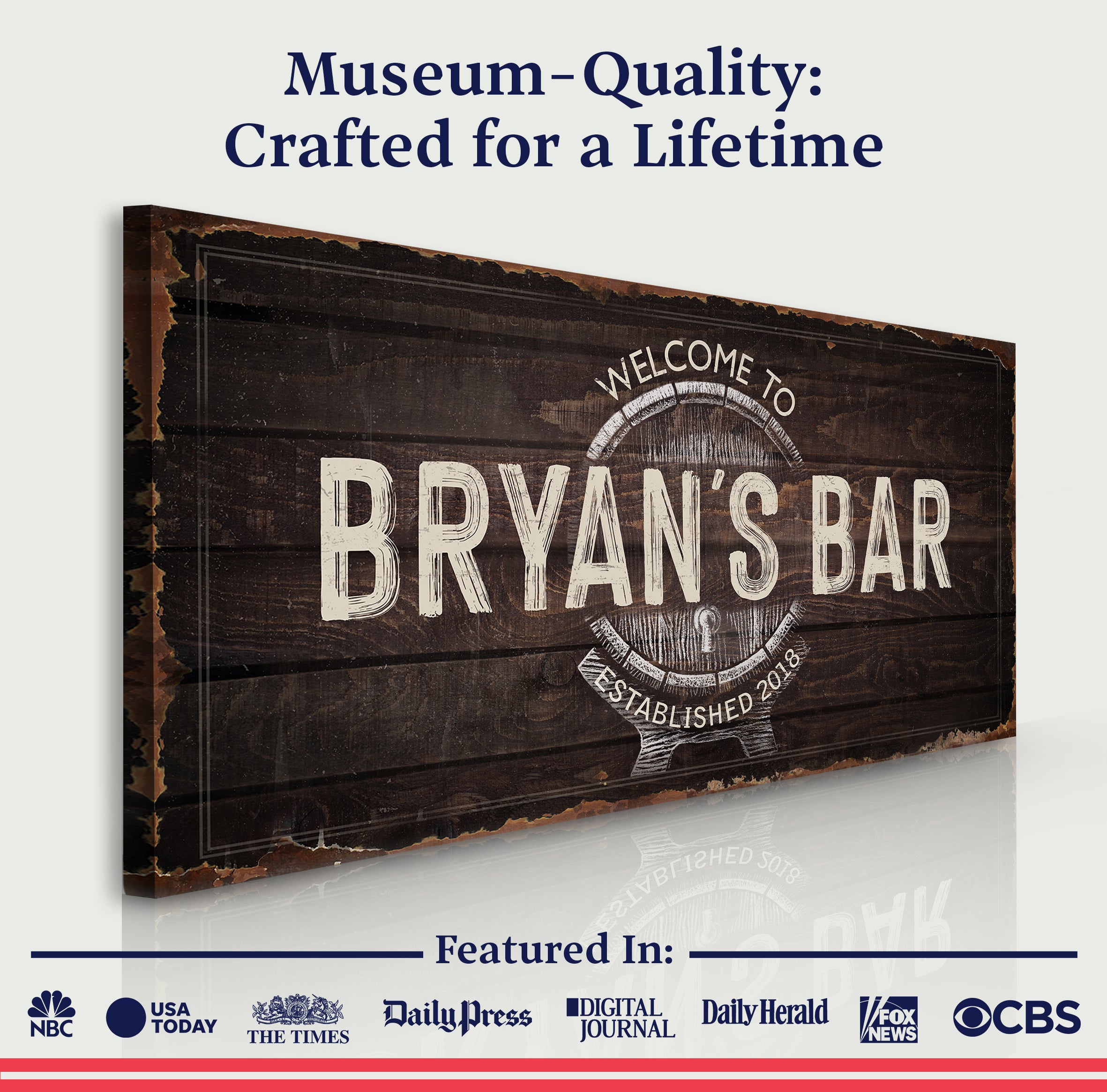 Beer Barrel Bar Sign: Custom Bar Signs for Home Bar β Ideal Man Cave Wall Decor & Perfect Gift for Him