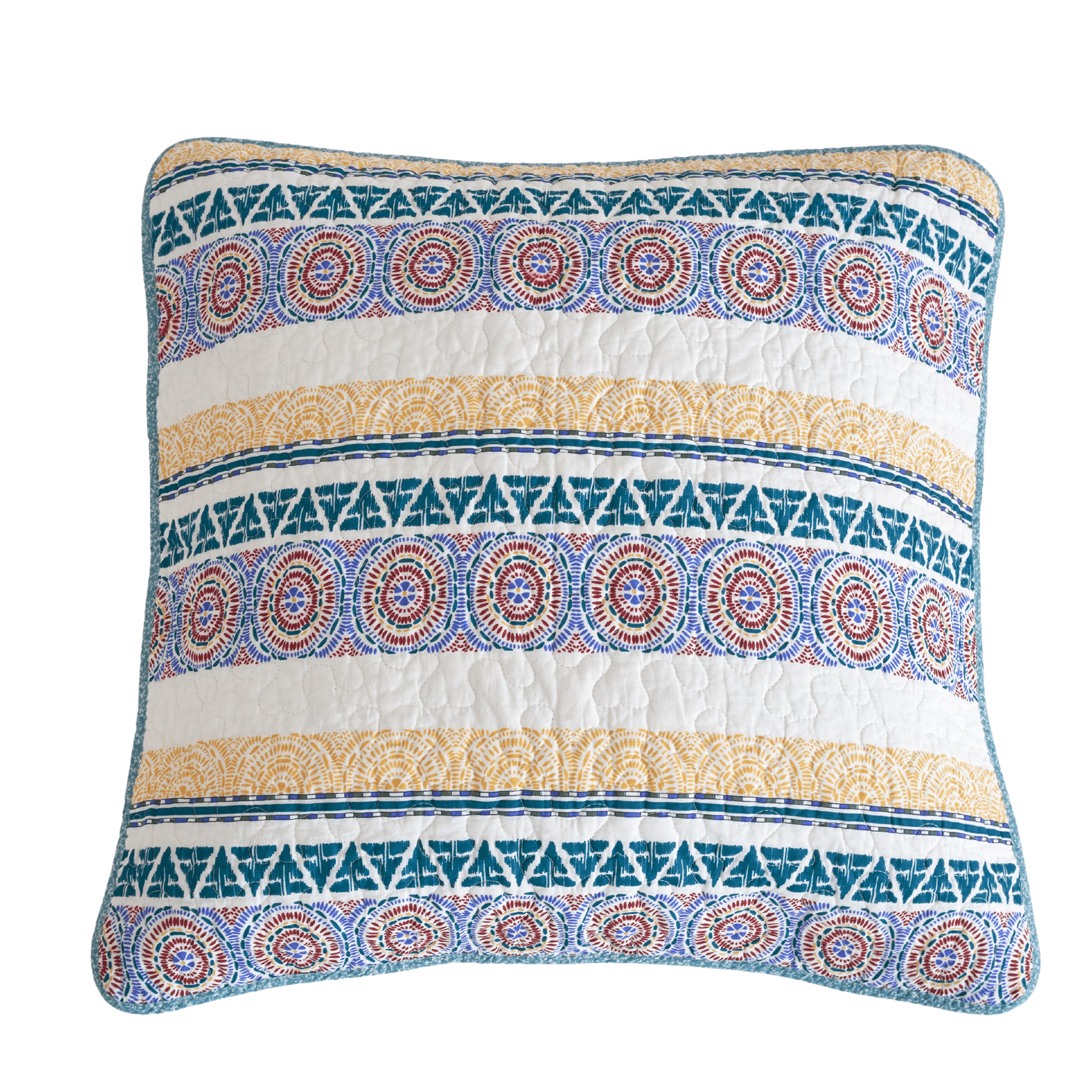 Cotton Patchwork Blue Yellow Old World Hummingbirds Garden Euro Sham (JHW-936)