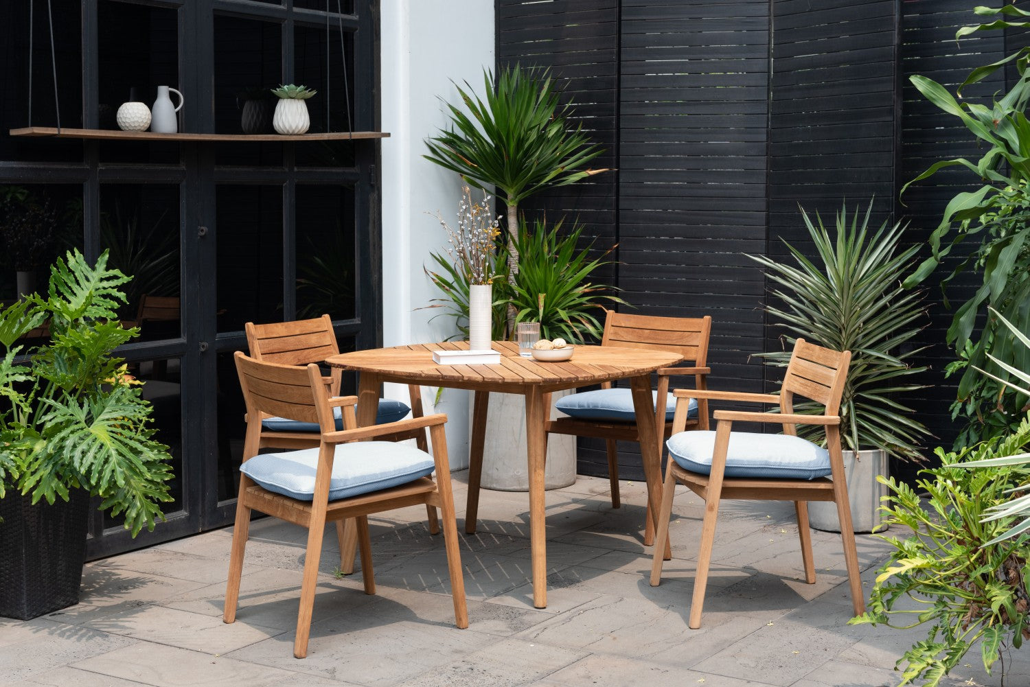 Jade Teak Stacking Armchair - Cushion Copen Blue