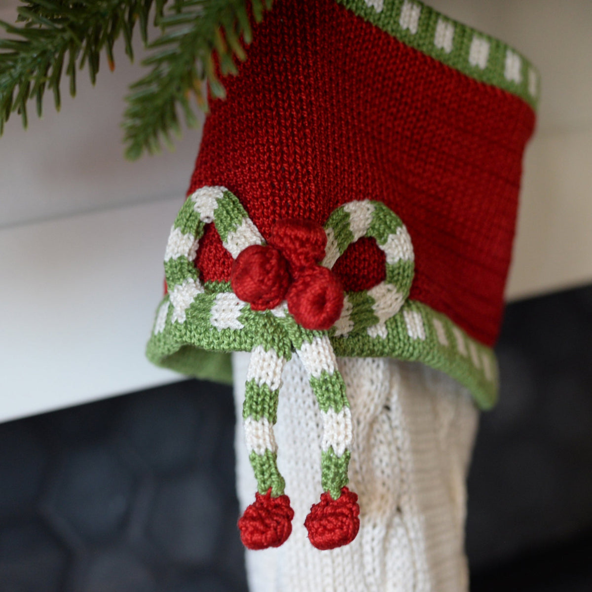 Cable-Knit Bow Stocking