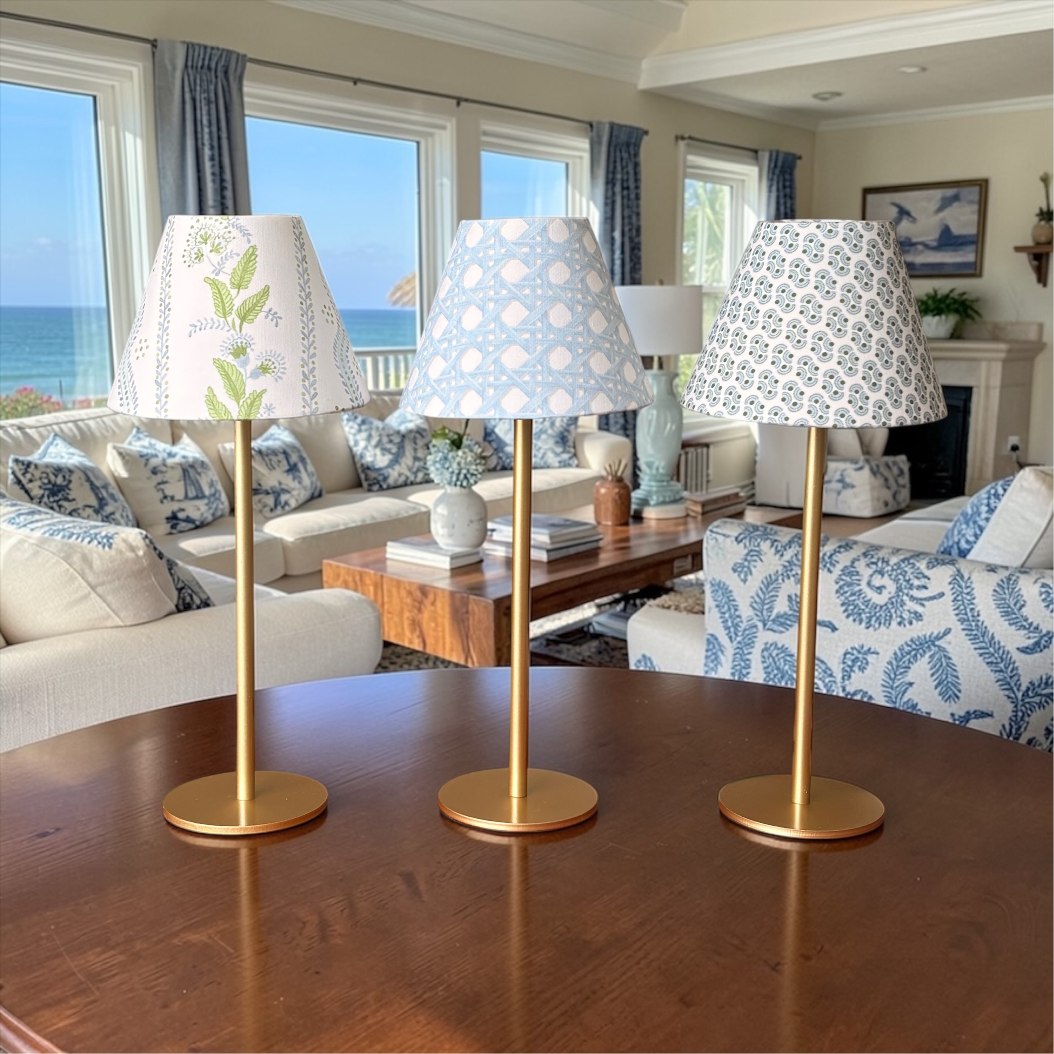 LED Lamp Shade Cover | Blue Rattan