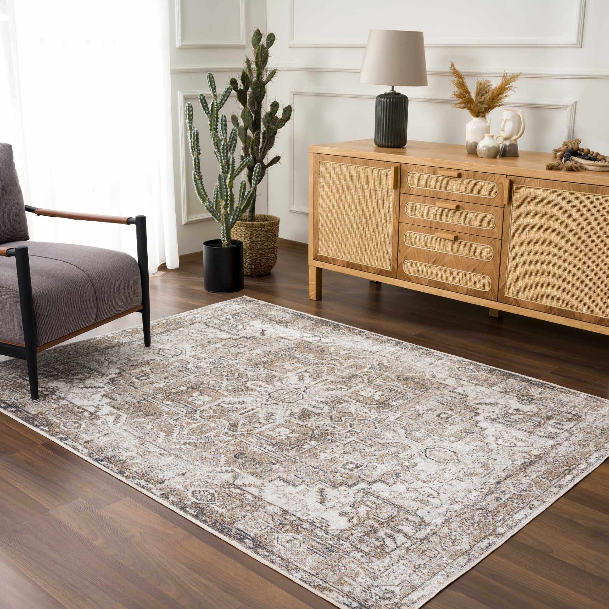 Blue Brown Hera Washable area rug
