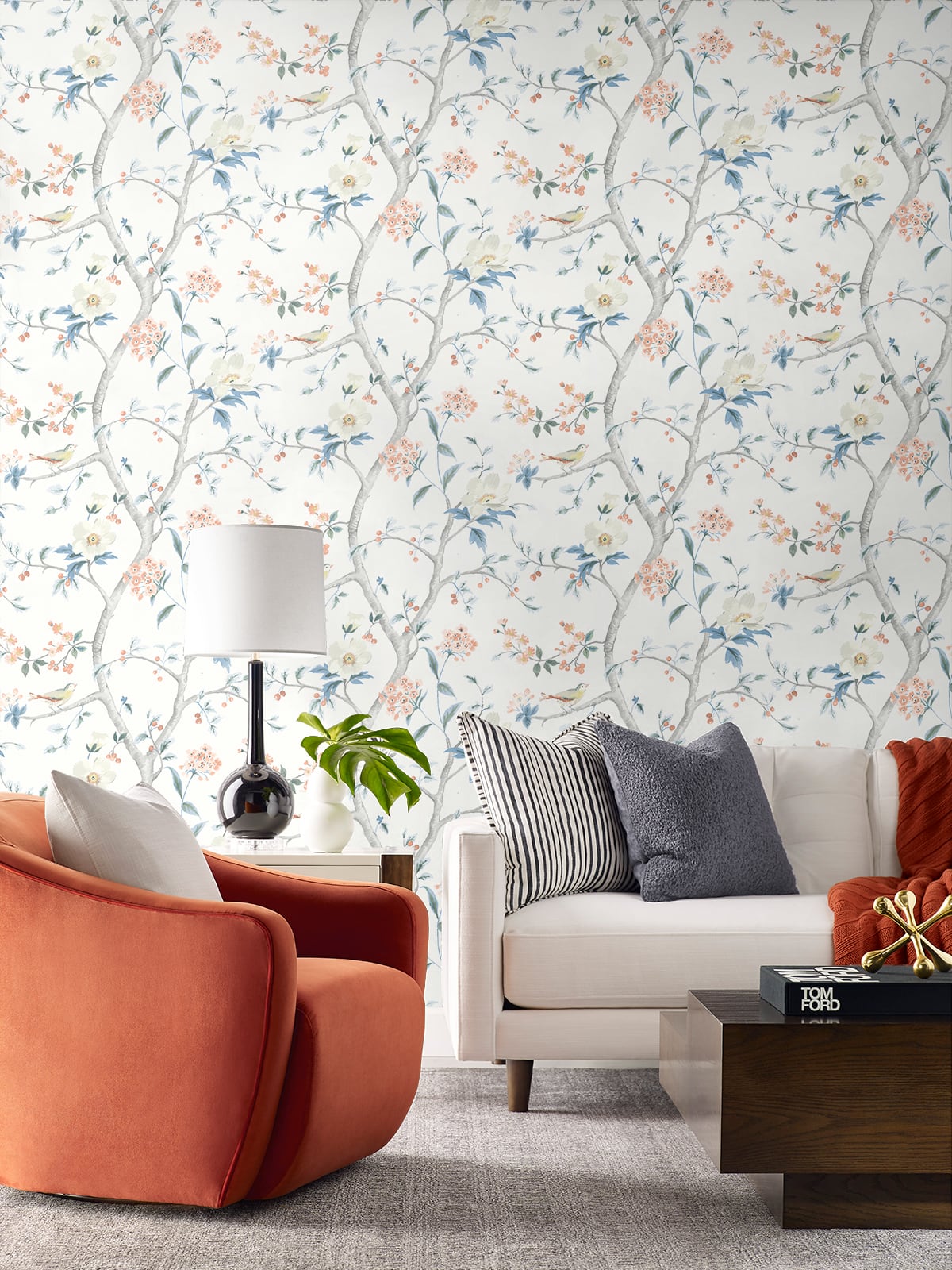 Floral Trail Chinoiserie Peel and Stick Removable Wallpaper