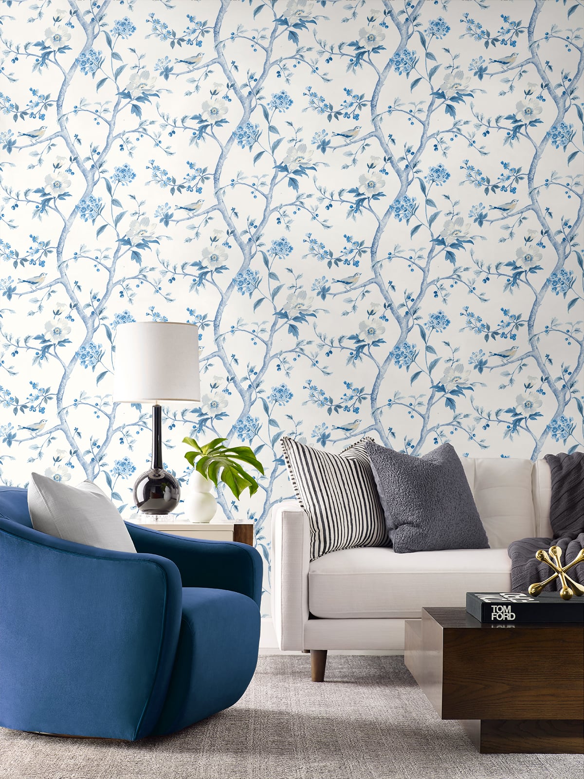 Floral Trail Chinoiserie Peel and Stick Removable Wallpaper