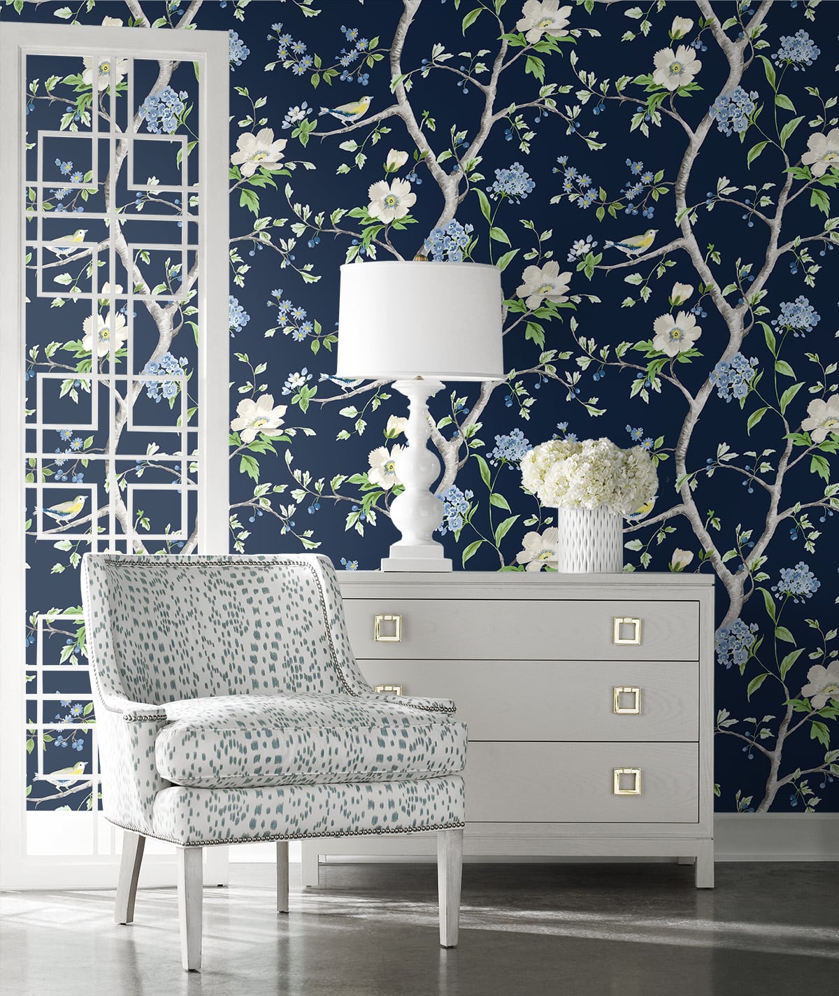 Floral Trail Chinoiserie Peel and Stick Removable Wallpaper