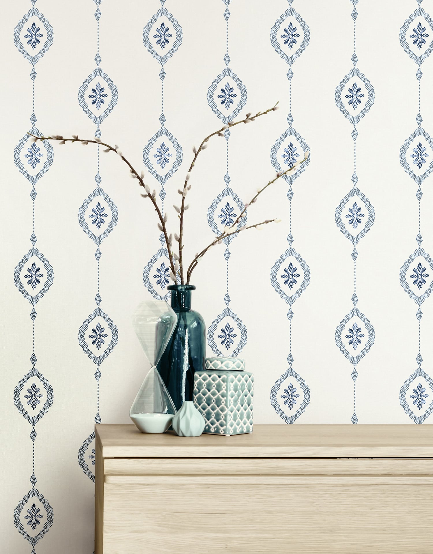 Beach House Sand Dollar Striped Unpasted Wallpaper