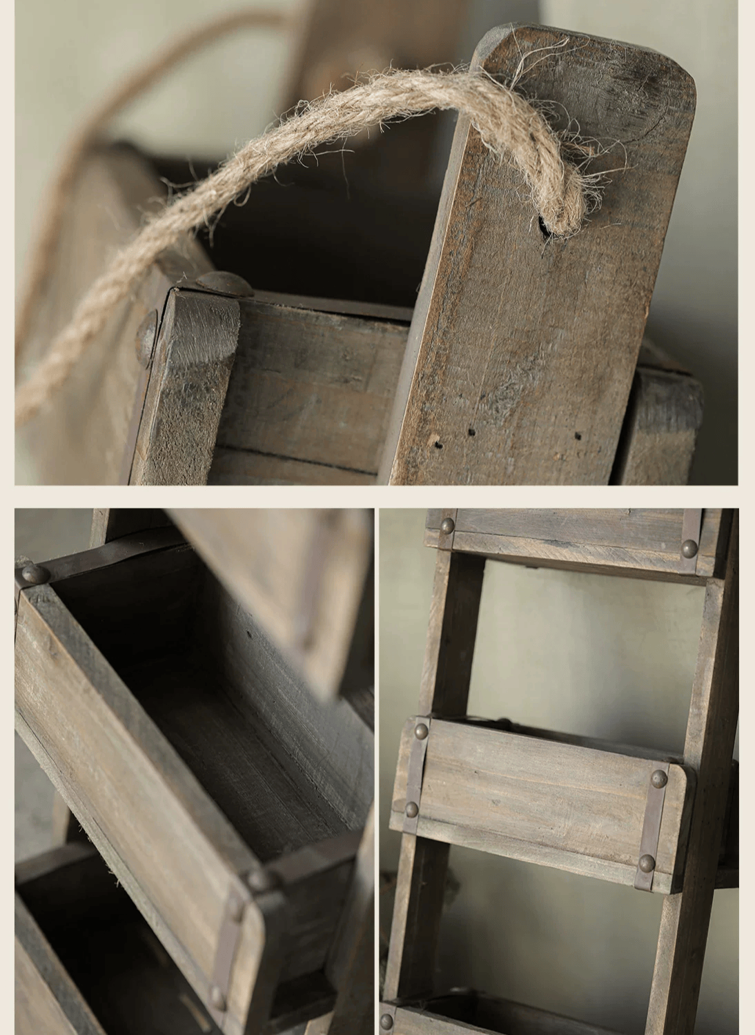Rustic Three-Tier Wooden Wall Organizer