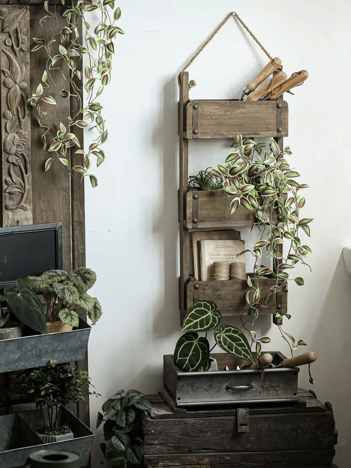 Rustic Three-Tier Wooden Wall Organizer