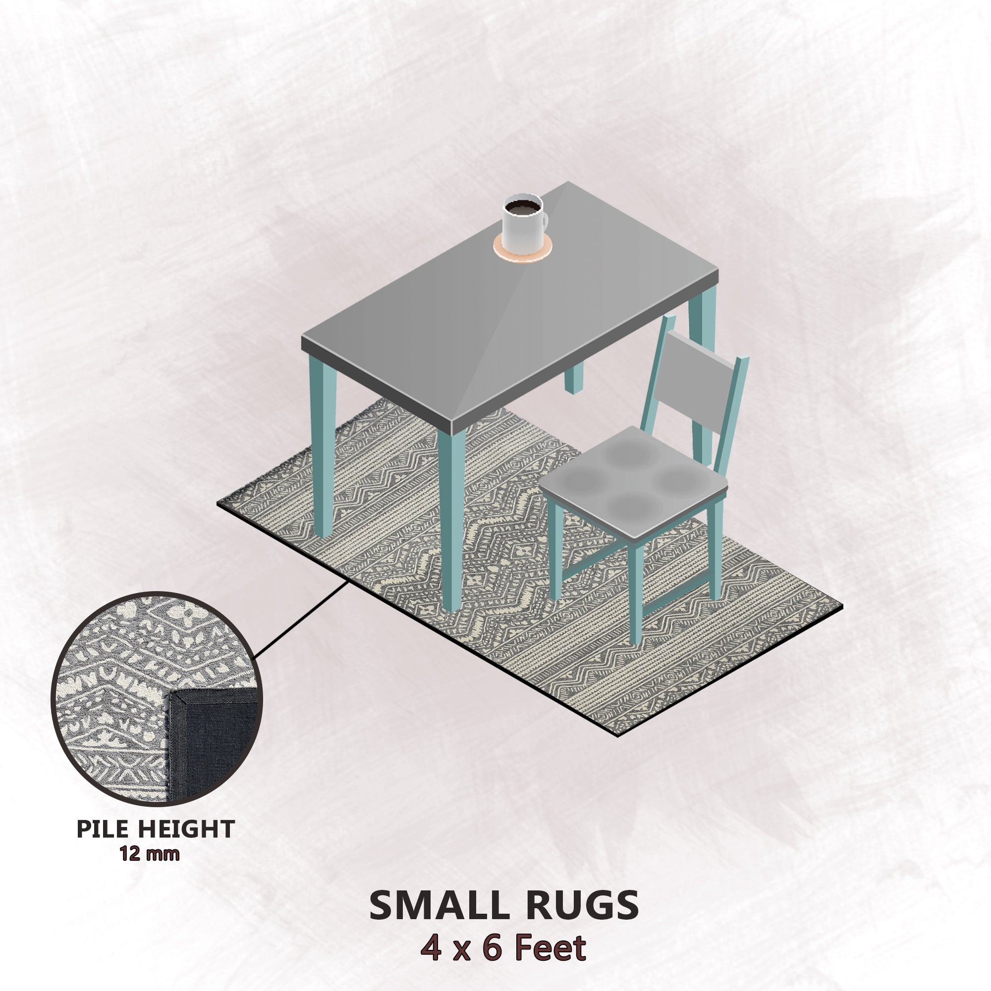 Premium Hand-Tufted Rug Made of 100% Wool - Midnight Mist - 4x6 Feet