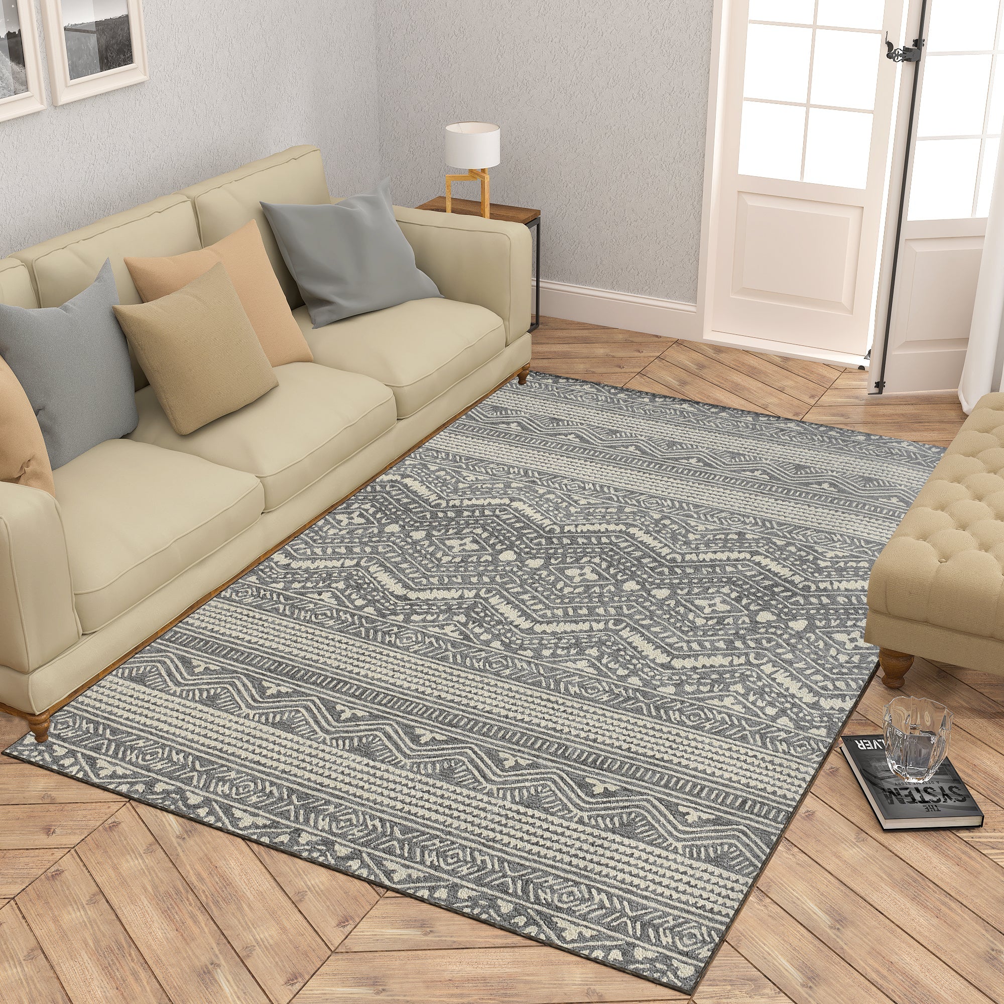 Premium Hand-Tufted Rug Made of 100% Wool - Midnight Mist - 4x6 Feet