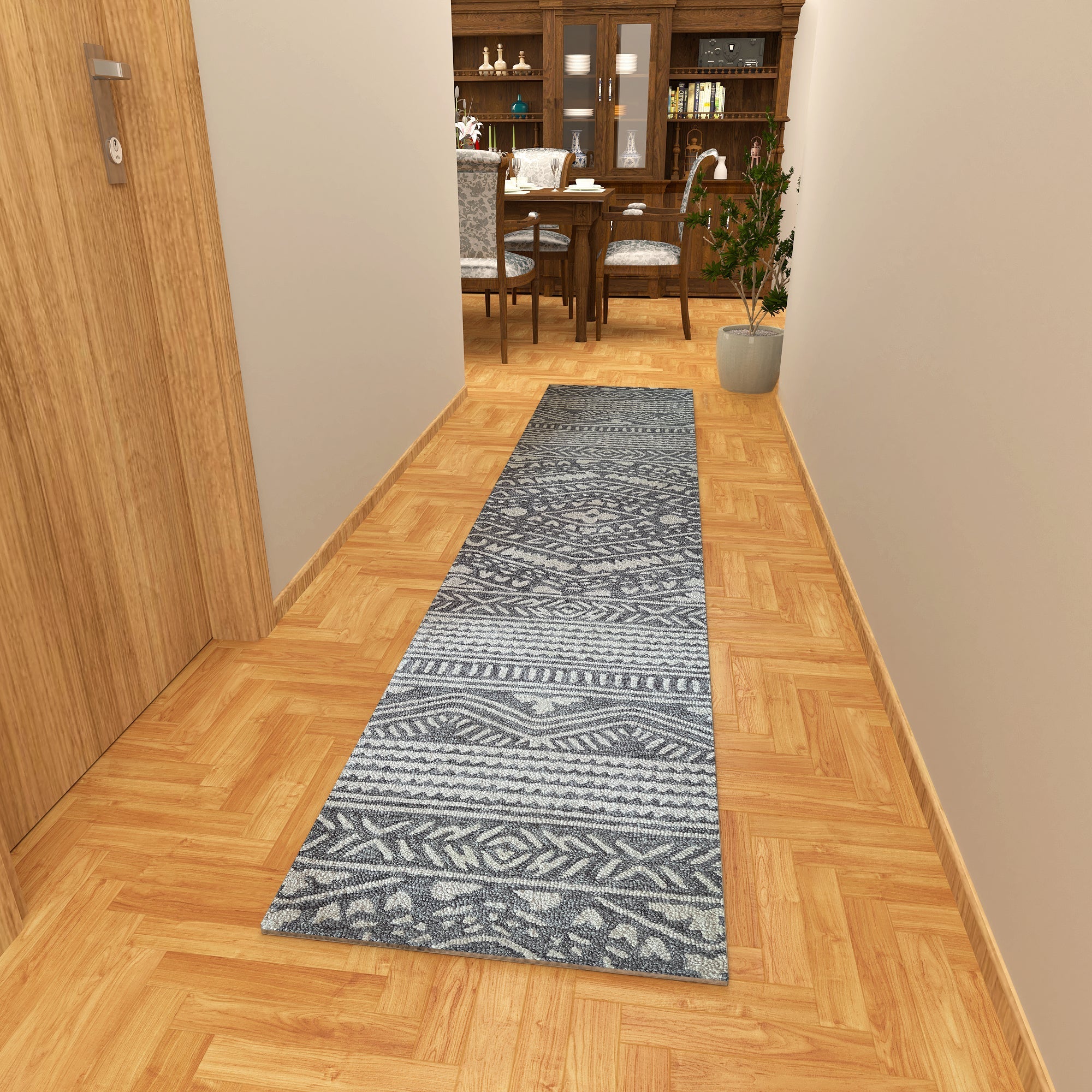 Premium Hand-Tufted Rug Made of 100% Wool - Midnight Mist - 2x6 Feet