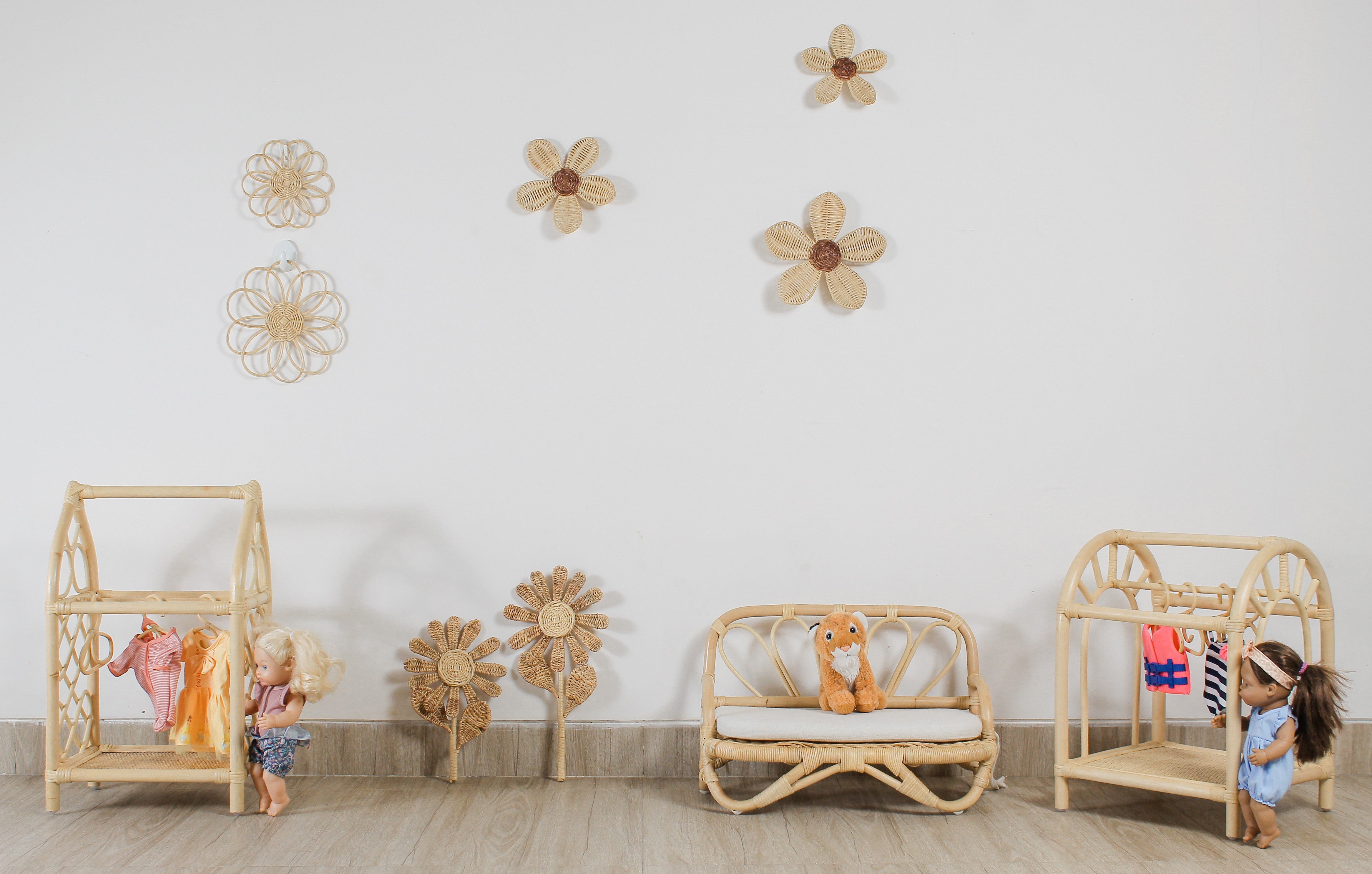 The Blooming Rattan Flower Stem – Handcrafted Boho Wall & Room Decor