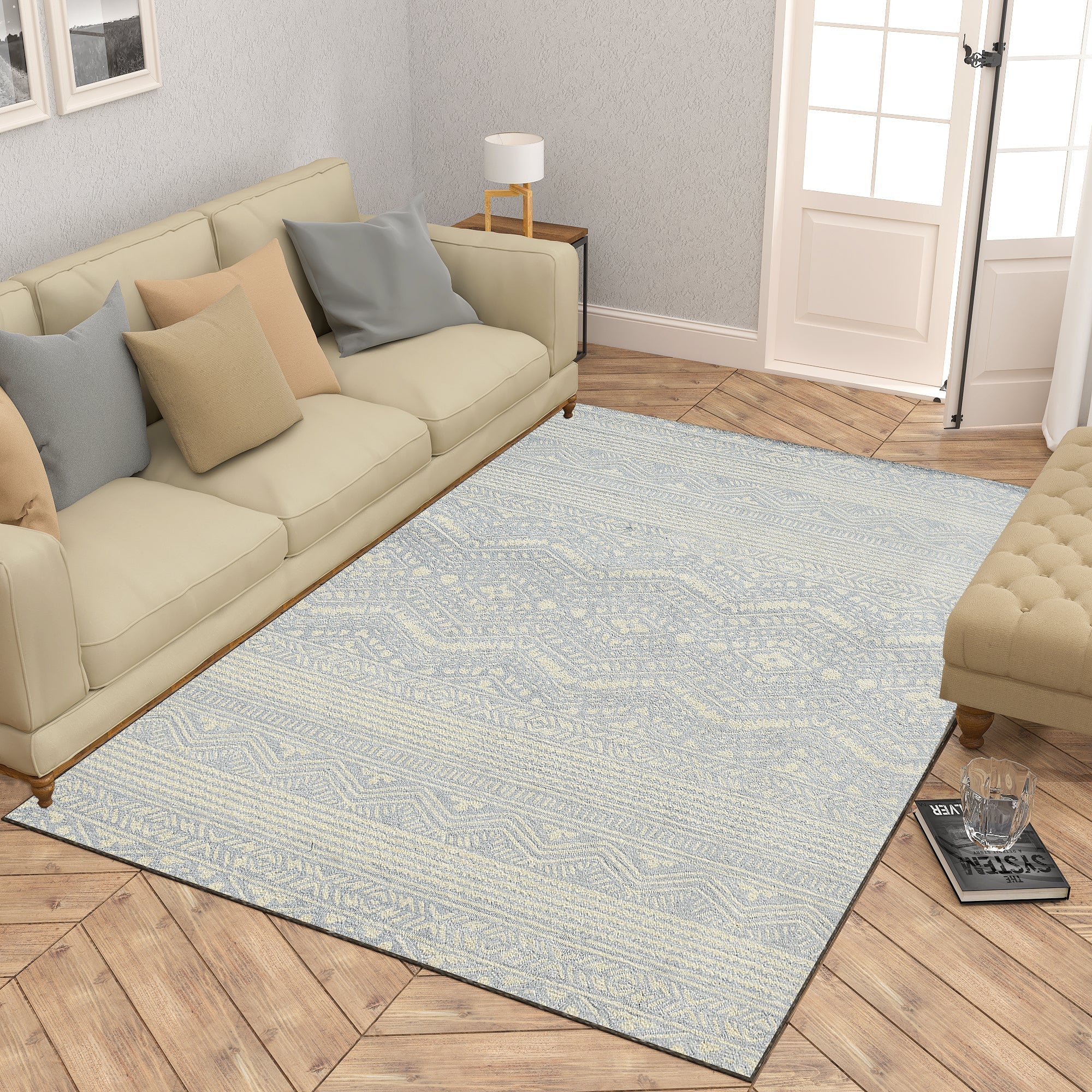 Premium Hand-Tufted Rug Made of 100% Wool - Morning Mist - 5x8 Feet