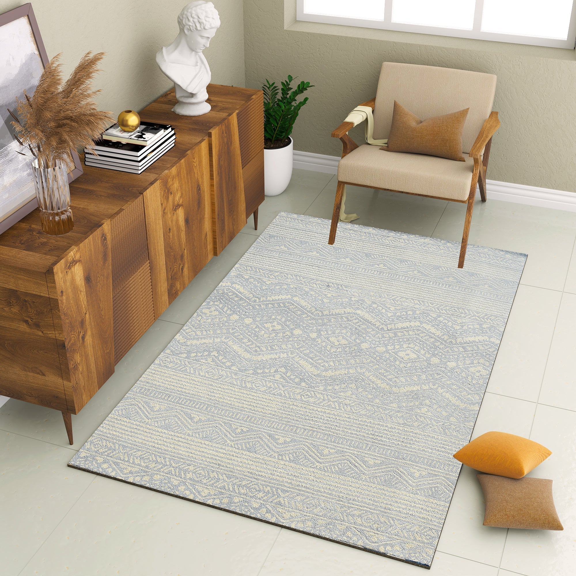 Premium Hand-Tufted Rug Made of 100% Wool - Morning Mist - 5x8 Feet