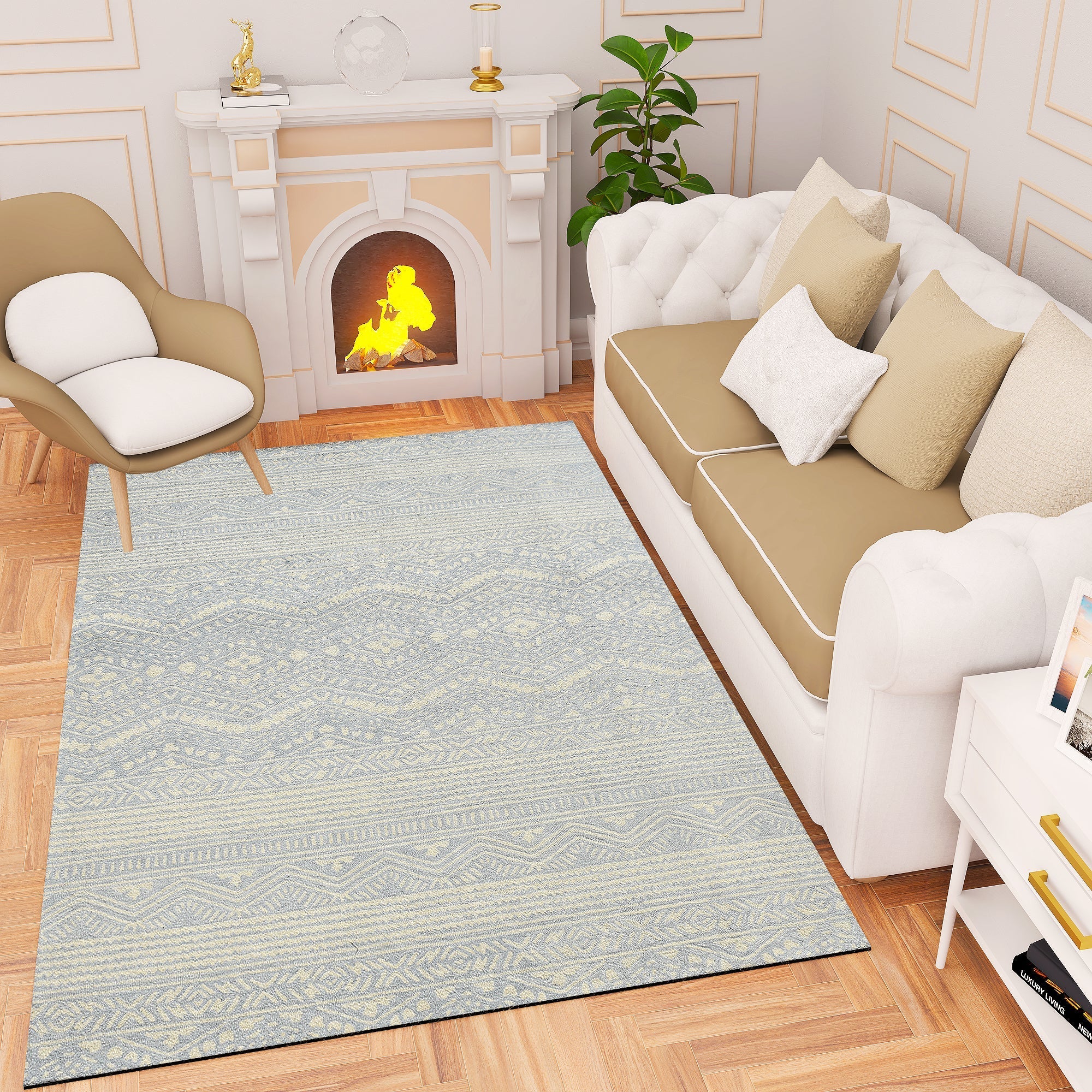 Premium Hand-Tufted Rug Made of 100% Wool - Morning Mist - 5x8 Feet