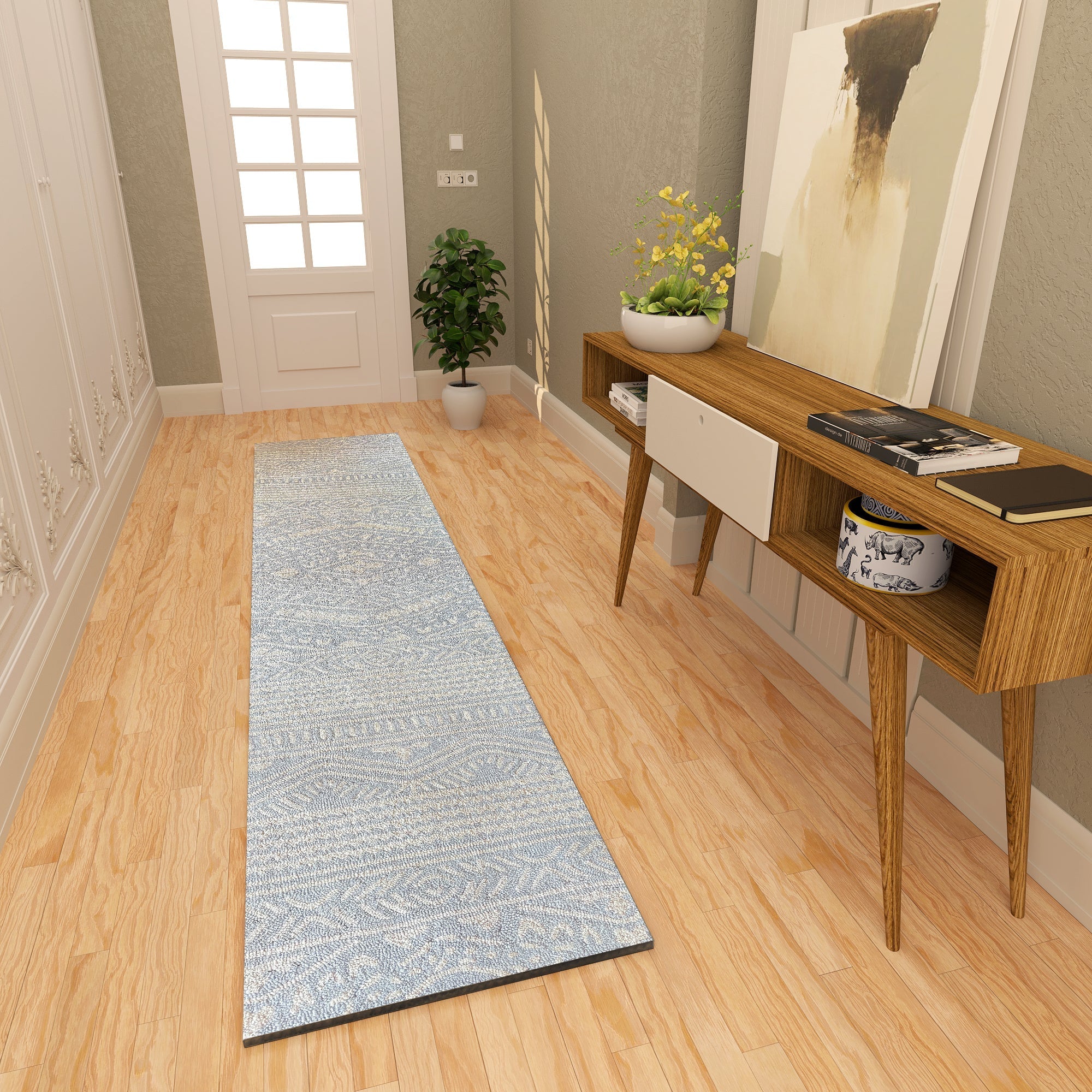 Premium Hand-Tufted Rug Made of 100% Wool - Morning Mist - 2x10 Feet