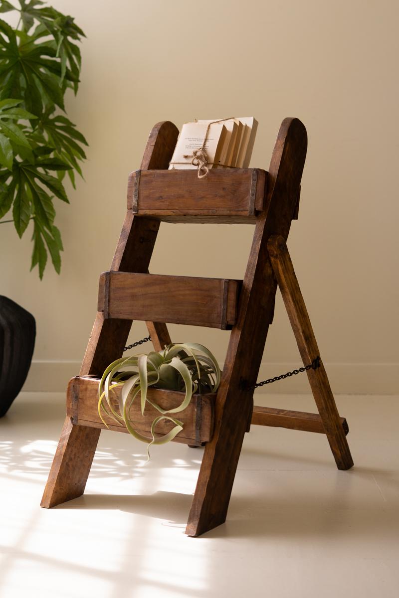 Three-Tier Recycled Wood Brick Mold Display Stand