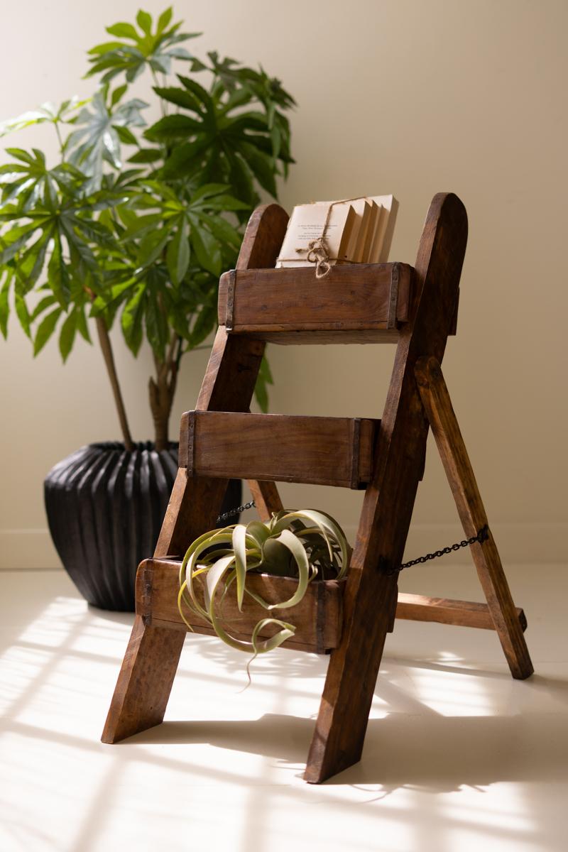 Three-Tier Recycled Wood Brick Mold Display Stand
