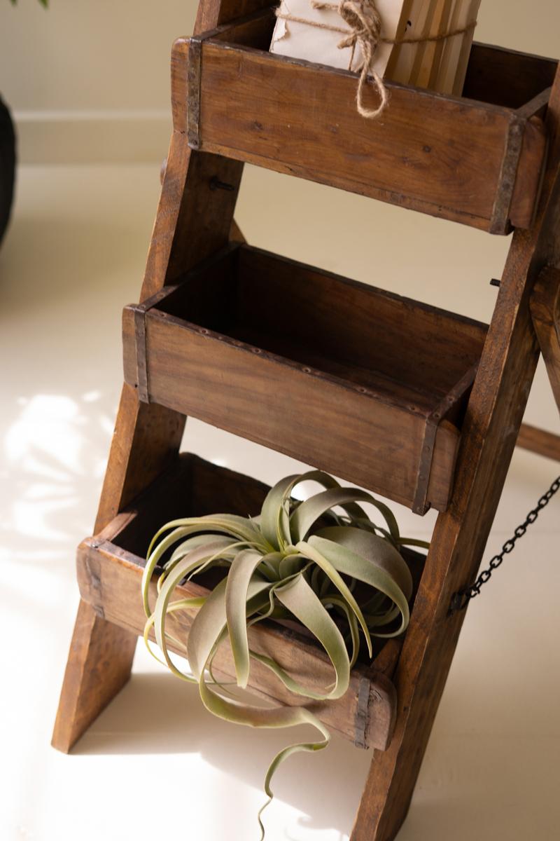 Three-Tier Recycled Wood Brick Mold Display Stand