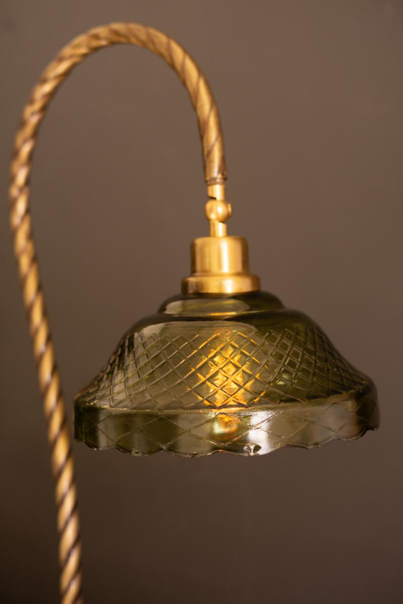 Green Glass Shade Gooseneck Table Lamp
