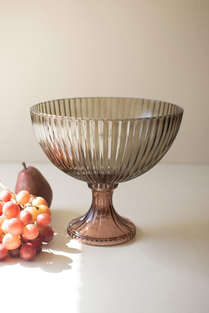 Ribbed Multi-Colored Glass Compote