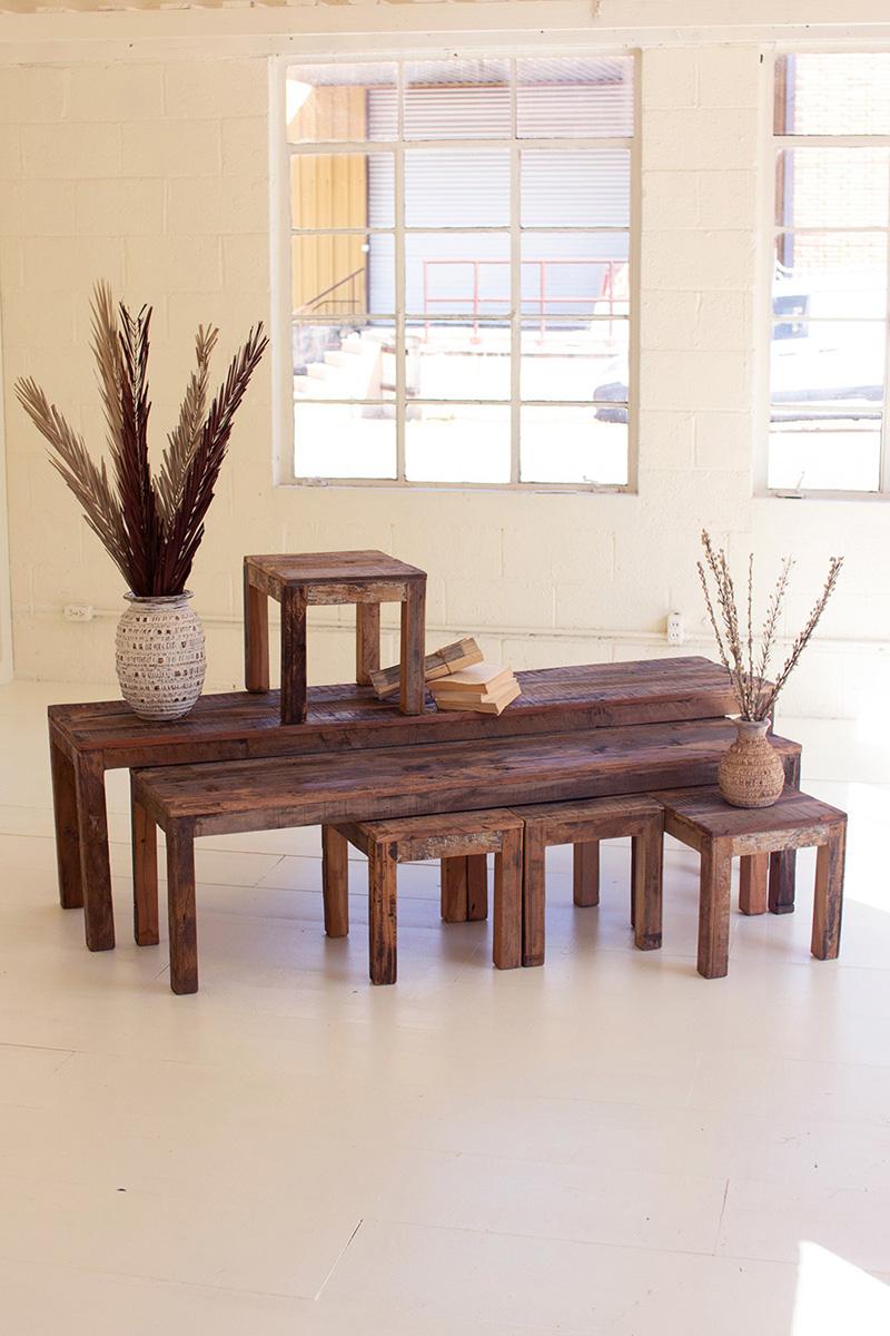 Recycled Wood Nesting Benches - Set of 6