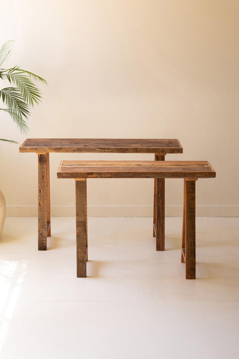 Recycled Wood Console Tables - Set of 2