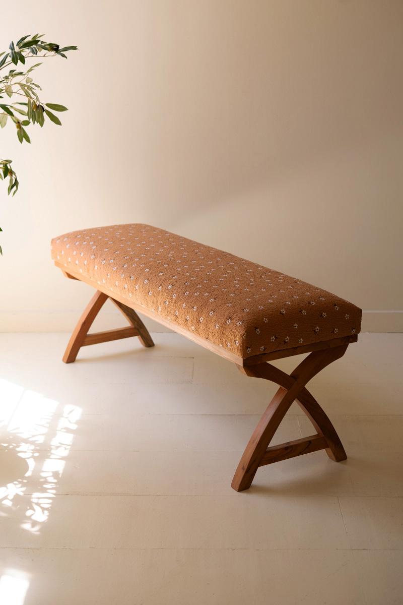 Embroidered Upholstered Bench