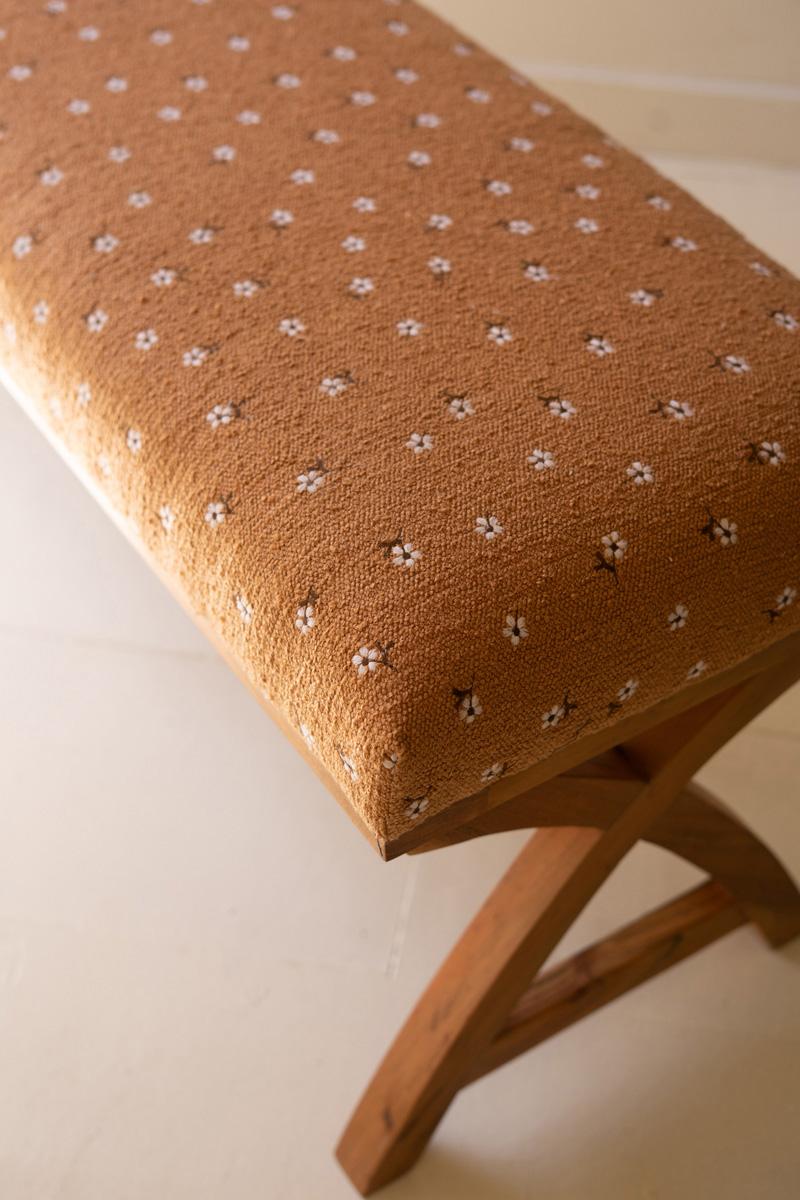 Embroidered Upholstered Bench