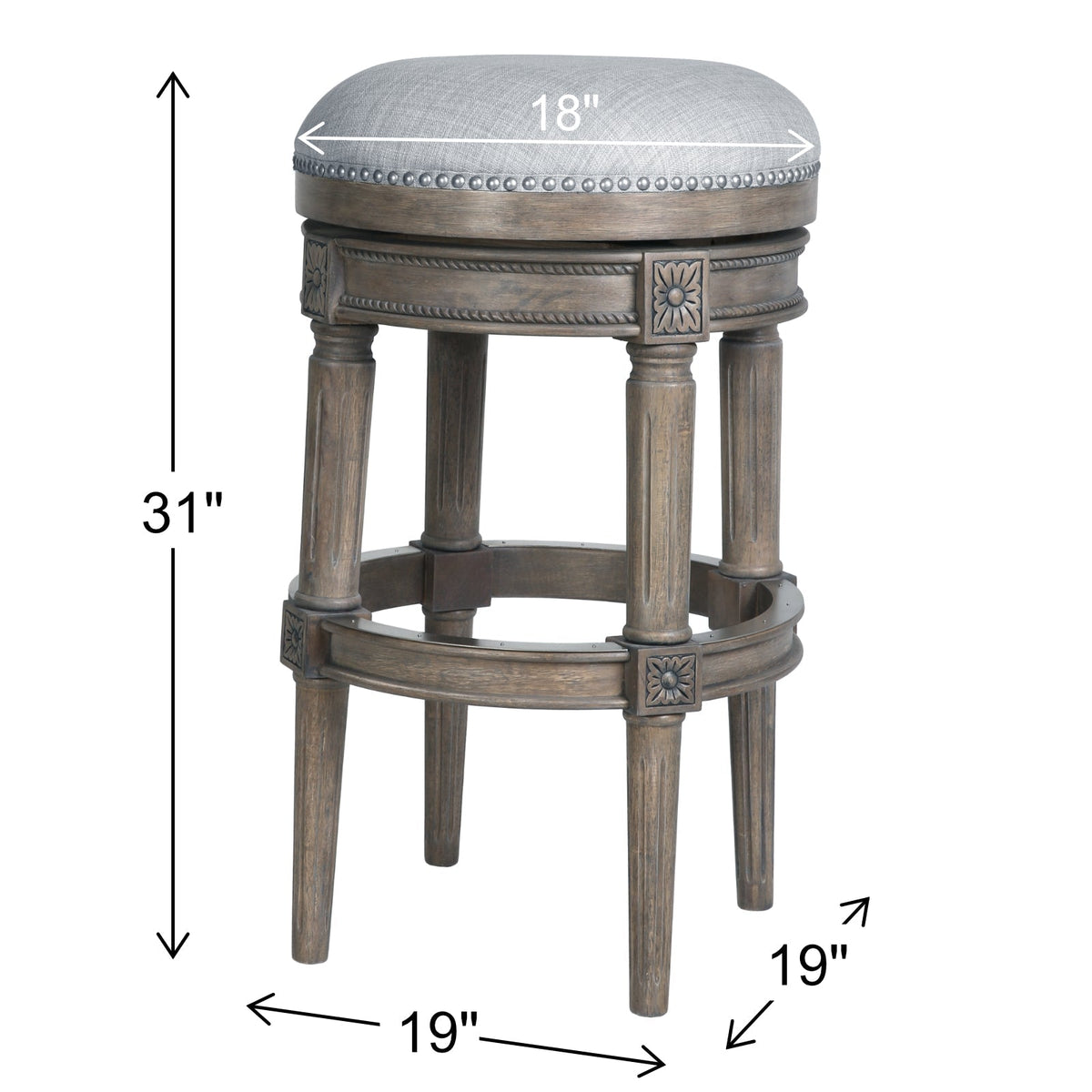 Backless Charlotte Barstool in Grey