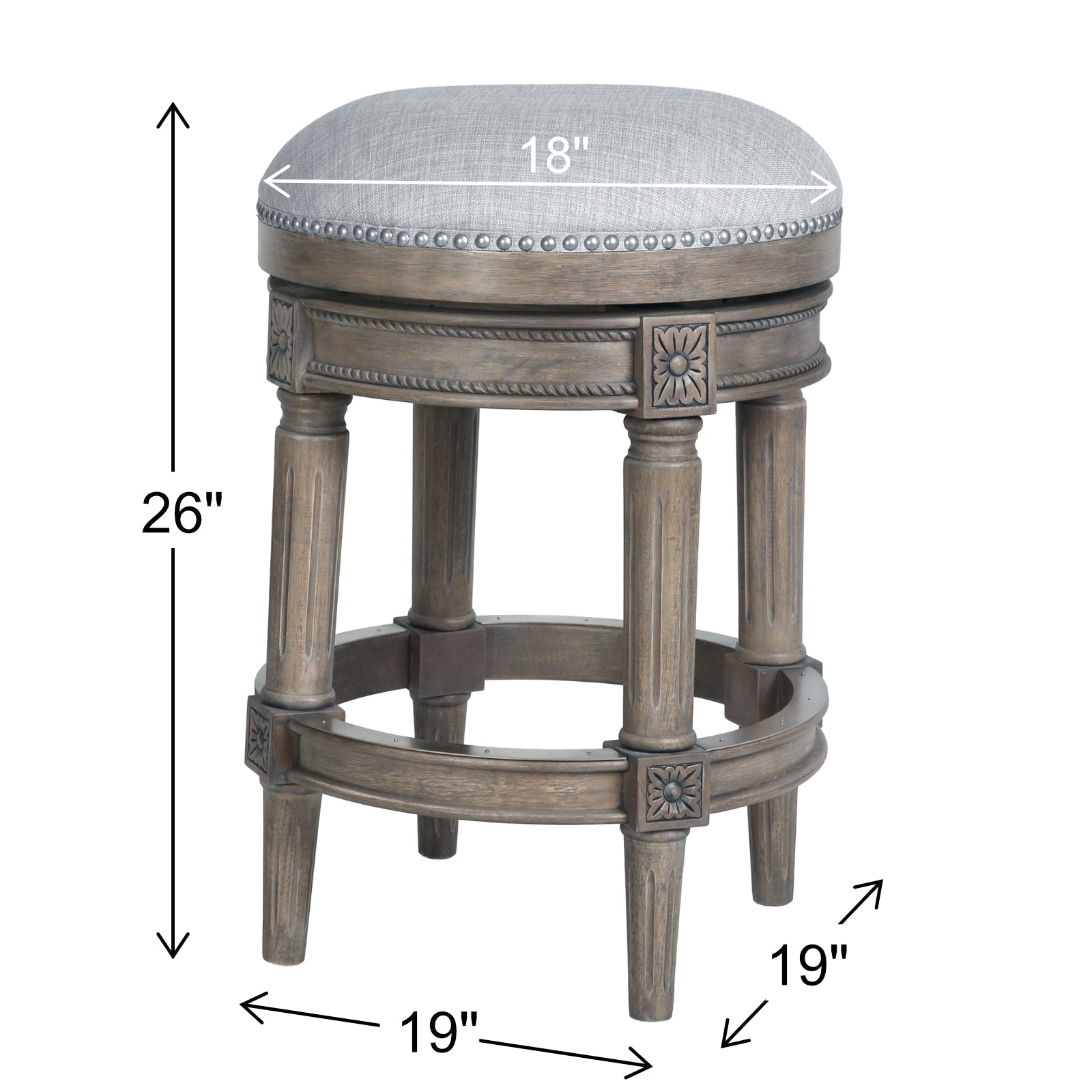 Backless Charlotte Barstool in Grey