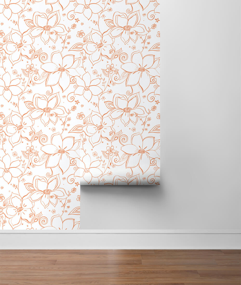 Linework Floral Peel and Stick Removable Wallpaper