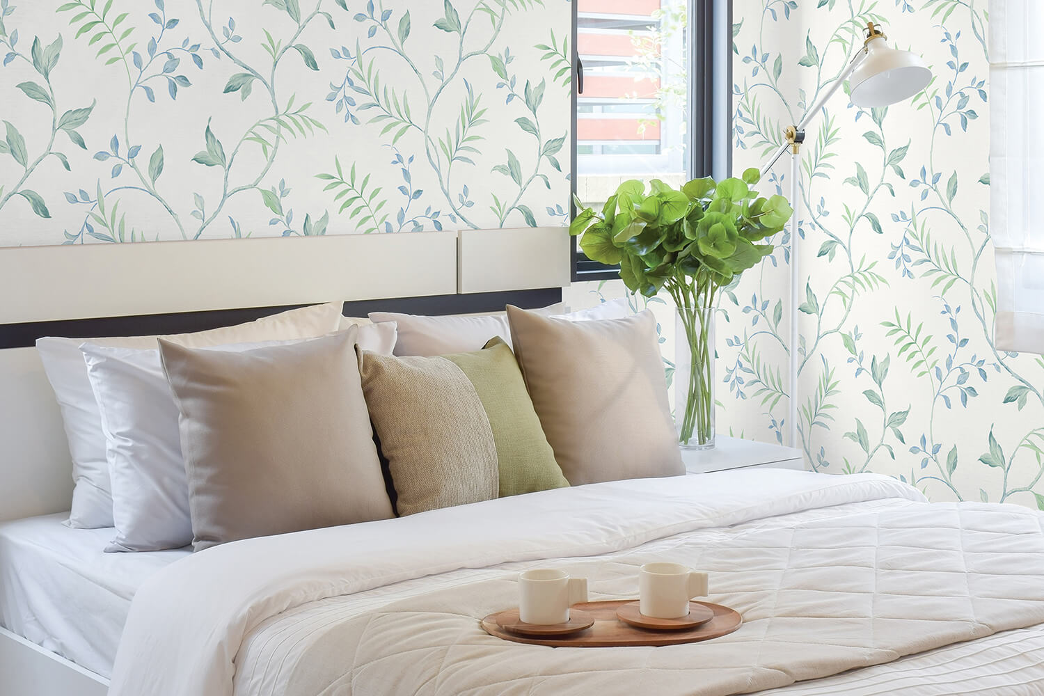 Watercolor Leaf Trail Peel and Stick Removable Wallpaper